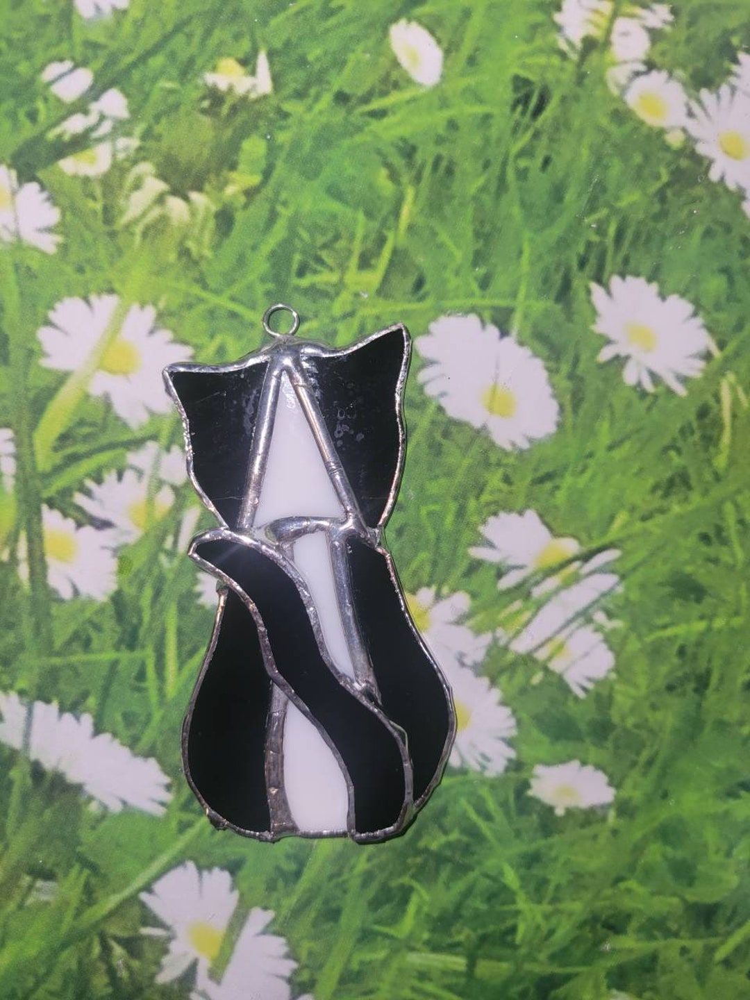 Stained Glass Art | Black and White Cat Suncatcher | Kitty | Custom ...