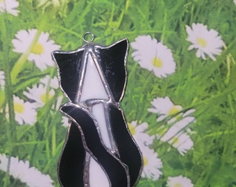 Stained Glass Art | Black and White Cat Suncatcher | Kitty | Custom ...
