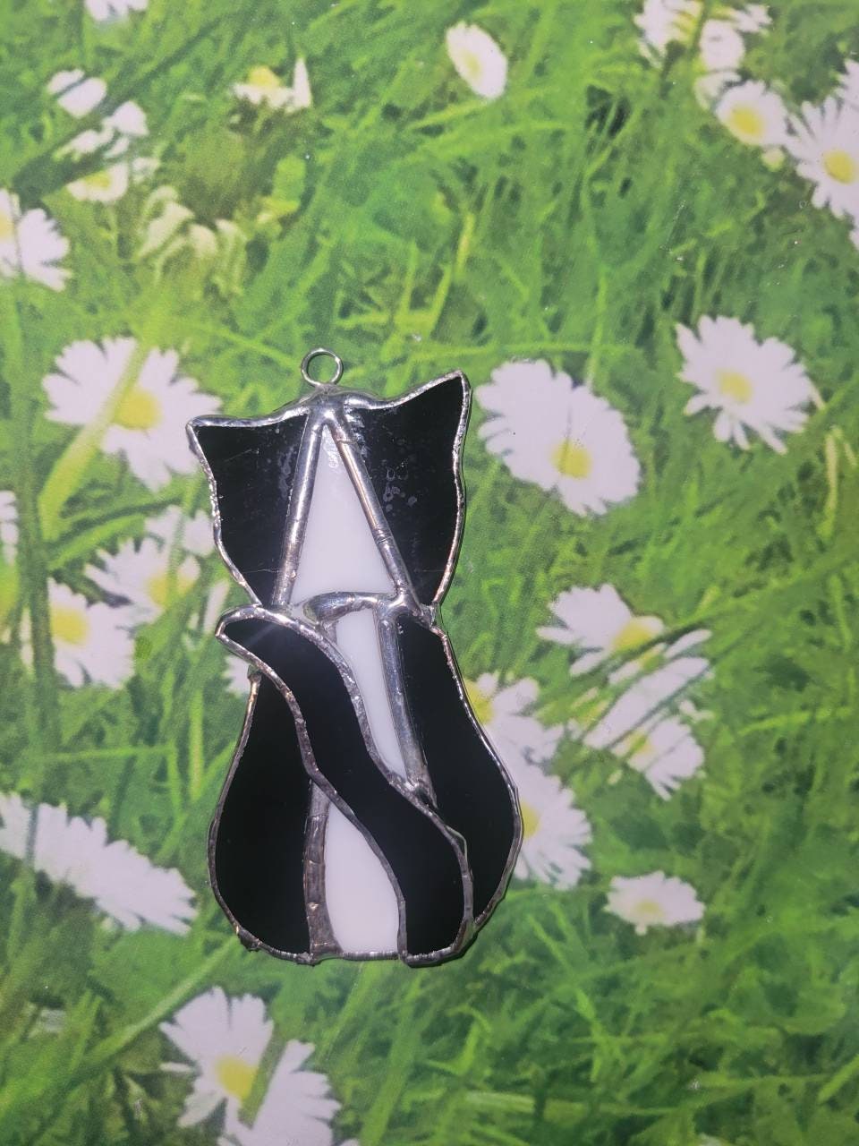 Stained Glass Art | Black and White Cat Suncatcher | Kitty | Custom ...