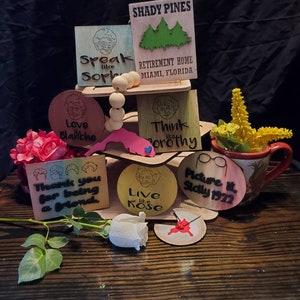 Golden Girls Tier Tray | Shady Pines Tiered Tray Signs | 3D Wood Signs | Home Décor | Thank You For Being A Friend | Betty White