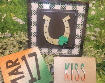 Single Interchangeable Frame | Plus (3) ST. PATRICK'S Day Interchangeables | Tiered Tray Pieces | Home Décor Interchangeables | Home Decor