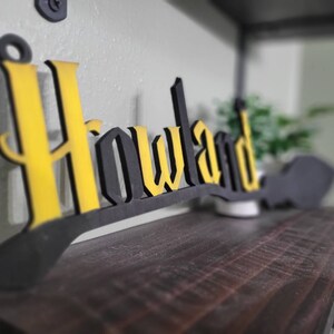 Wizard Broom House Wall or Shelf Decor | House Colors | Custom Name | Made to Order