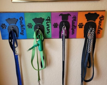 Personalized Dog Leash Hanger | Custom | Wood |  Many Dog Breeds Available | Custom Designed For Your Home | Home Décor Dog Lover | Dog Butt