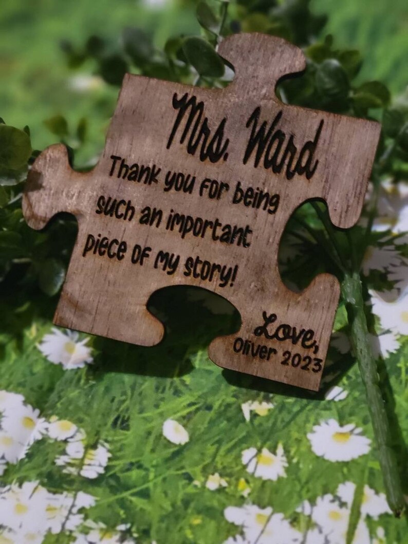 Teacher Appreciation Puzzle Piece Wooden Sign | Custom Teacher Name ...