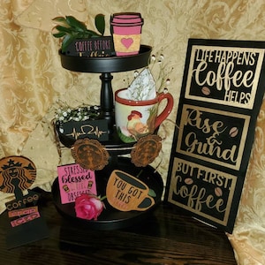 Coffee Tray | Starbucks Inspired Tiered Tray Signs| 3D Wood Signs| Home Decor