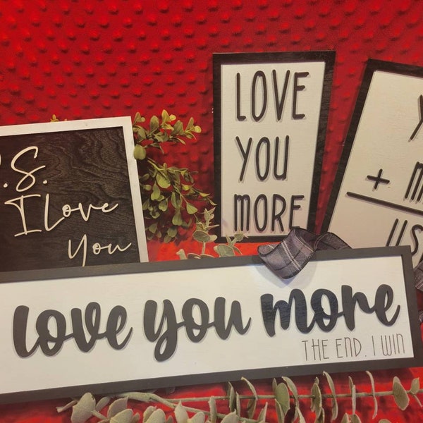 Love You Wall Décor / Love You More / PS I Love You / Decoración de pareja / Regalo de aniversario / Signos de amor en 3D / Signos de San Valentín