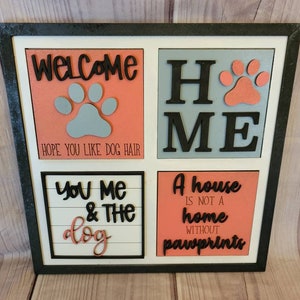 4 Slot Interchangeable Frame | Plus (4) DOG Interchangeables | Tiered Tray Pieces | Home Décor Interchangeables |  Puppy Dog Home Décor