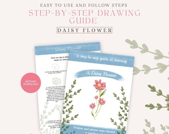 Flower Drawing Guide | How to Draw a Flower | Digital Step-by-step Drawing Guide PDF | Beginner Drawing Guide | Art Book | How to Draw