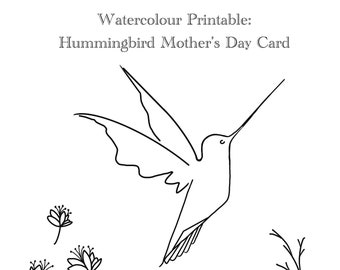 Digital download Watercolour Hummingbird | Watercolor worksheet Download | Colouring sheet printable | Watercolour tutorial | How to paint