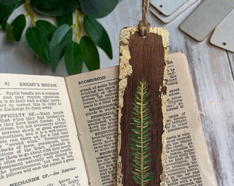 Lesezeichen aus Holz | Goldrand Lesezeichen | Keltischer Wald | Handgemaltes Lesergeschenk | Okkultes Geschenk | Herbst Lesezeichen | Kleine Geschenke | Wald