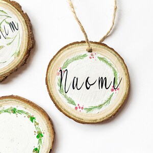 Wood Slice Christmas Decoration | Personalised Christmas decoration | Hand painted ornament | Personalise bauble | Custom name ornament |