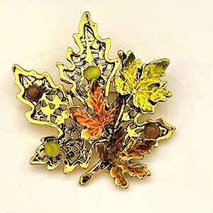 Adorable Fall Maple Leaf Brooch pin Jewelry Cabochon Metal Enamel  Rhinestone BX53