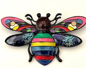 Adorable Huge Rainbow Bee Bug Brooch pin or Pendant -  Brooch pin BX43