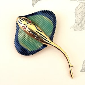 Huge Teal Blue Stingray Brooch pin Jewelry BX22