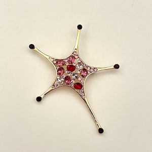 Contemporary Five pointed star pink rhinestones brooch pin BX60