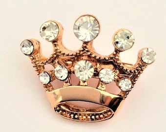 Gold Rhinestone Crown Brooch pin Jewelry - Princess crown brooch pin - Queen brooch - BX8