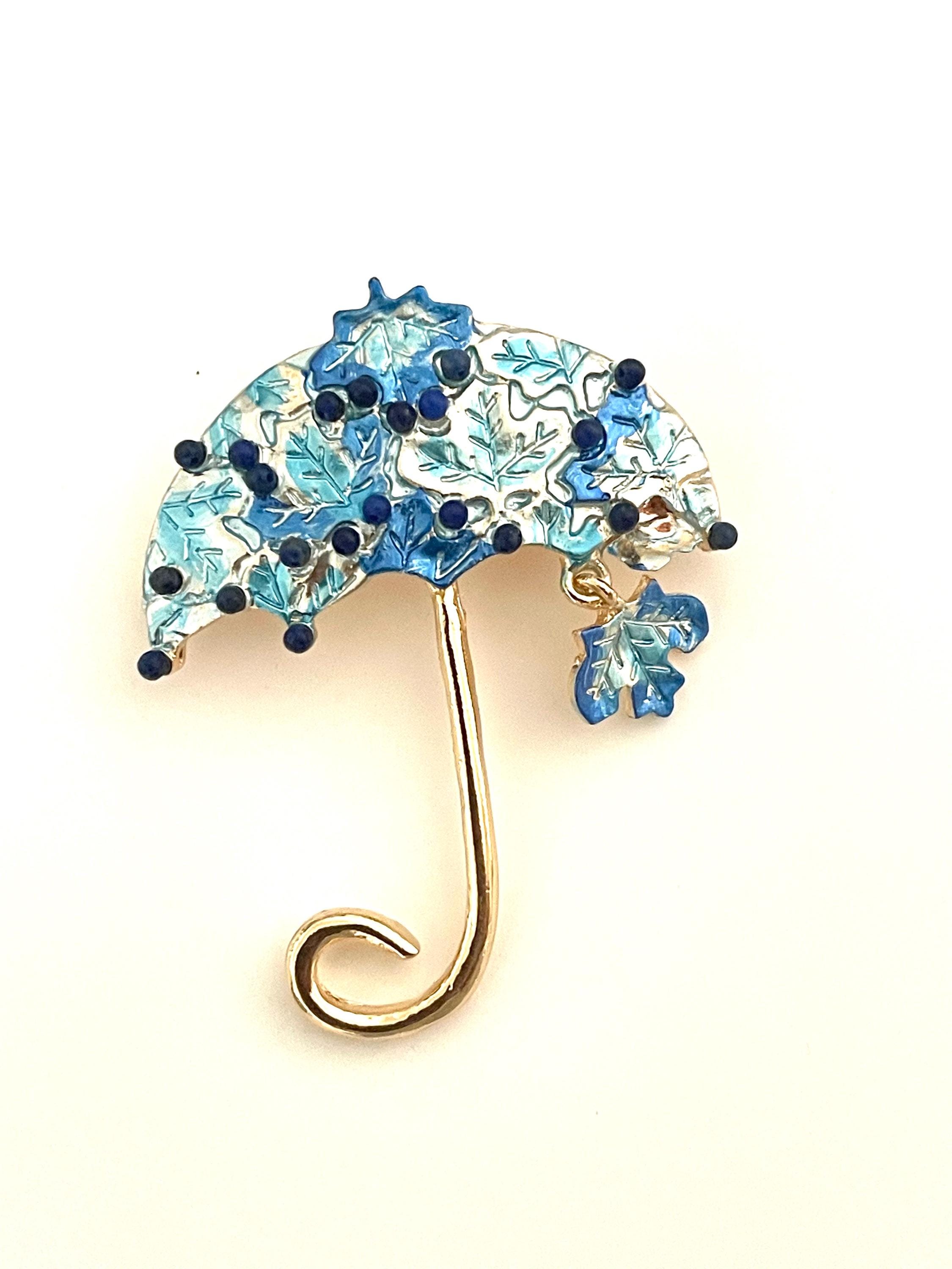 Blue Enamel Umbrella Dangling Charm Brooch Pin Jewelry KX85 - Etsy