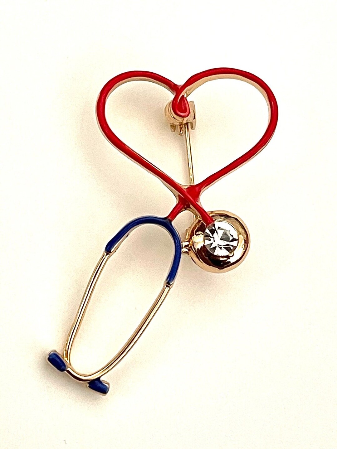 Doctors Minimalist Brooch Pin Metal and Clear Rhinestone Jewelry BX70 ...