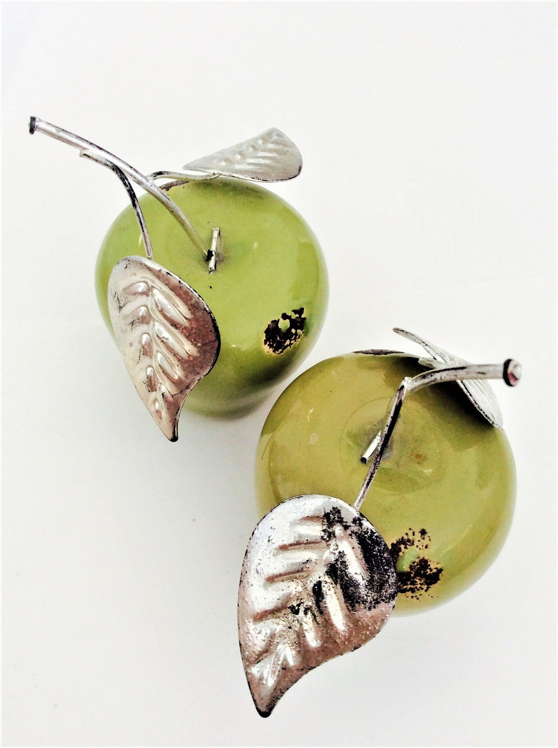 Retro Rustic Finished Ceramic Green Apple Sculpture Ceramic Etsy