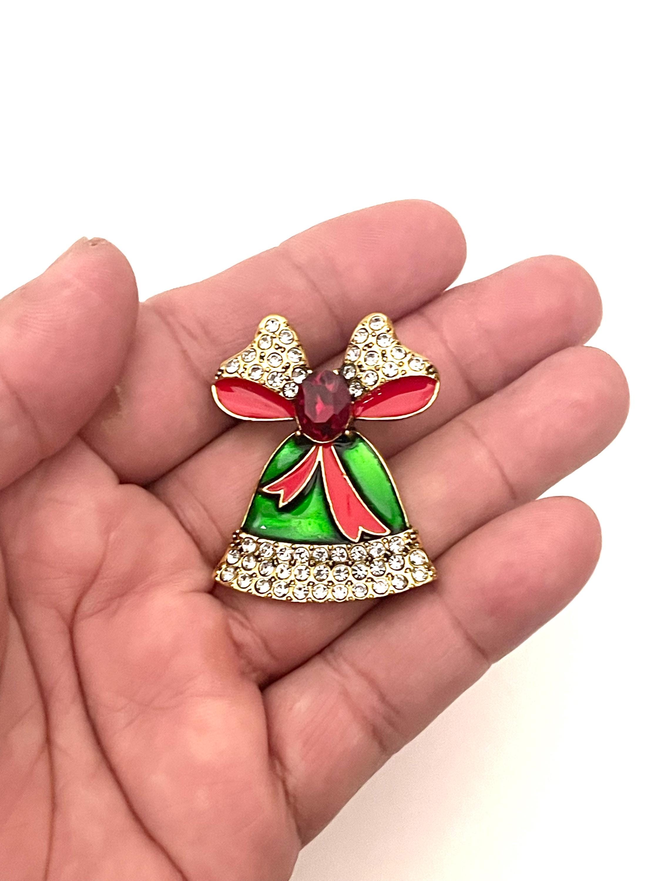 Christmas Bell Enamel Rhinestone Brooch Pin ZX77 - Etsy Israel