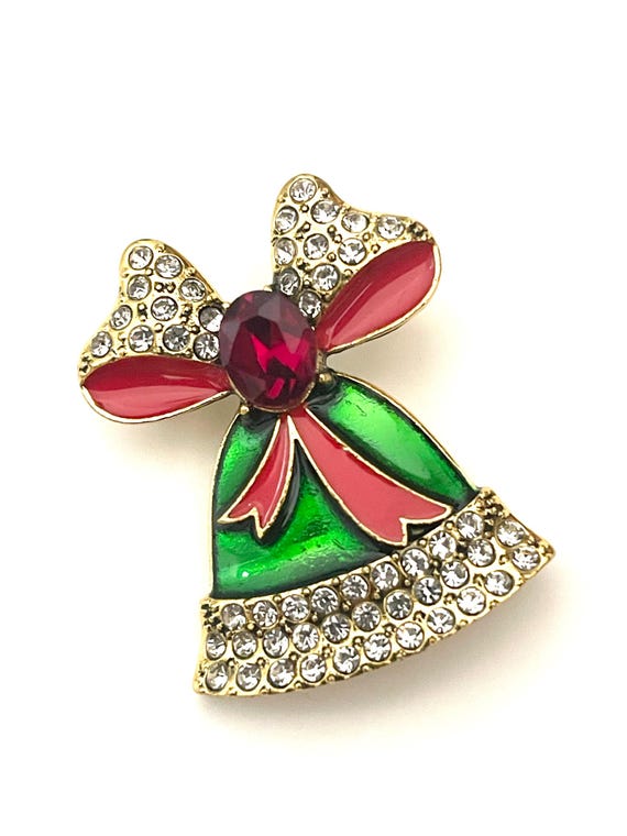 Christmas Bell Enamel Rhinestone Brooch Pin ZX77 - Etsy