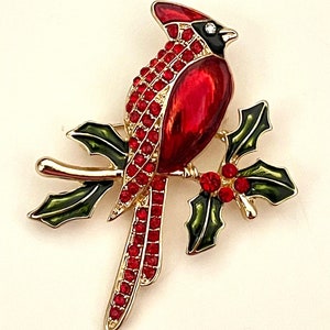Christmas Cardinal bird brooch pin BX67