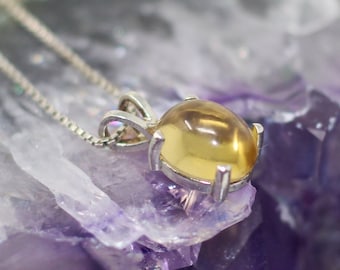 Dainty Citrine Necklace | November Birthstone Necklace | Tiny Citrine Necklaces Bridesmaid Gift  | Sterling Silver Citrine Pendant