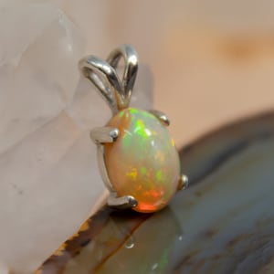 Opal Necklace | October Birthstone Necklace | Genuine Ethiopian Opal | 925 Silver Necklaces | Bridesmaid Gifts | Wedding Jewelry |
