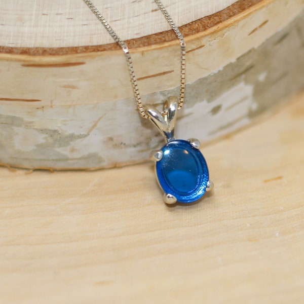 925 Collier Spinel Bleu Argent | Collier August Birthstone pour son | Collier délicat pour cadeau d’anniversaire | Collier délicat |