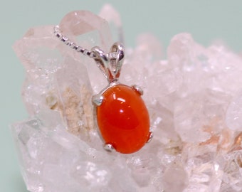 Dainty Carnelian Necklace for Women | 925 Silver August Birthstone Necklace |