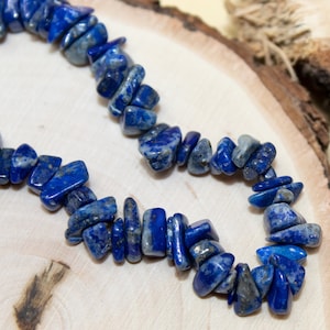Lapis Lazuli Crystal Necklace | Long Beaded Necklace | December Birthstone Necklace | Chunky Everyday Necklace for Layering | Natural Lapis