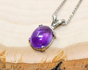 Dainty Amethyst Crystal Necklace | Amethyst February Birthstone Necklace for Women | 925 Sterling Silver Womens Necklace | Natural Healing