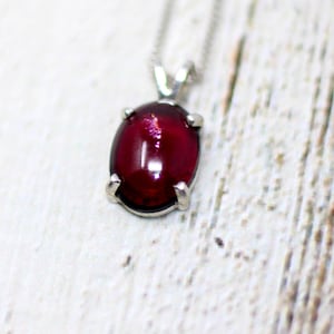 Handmade Garnet Necklace for Women | January Birthstone Necklace | Garnet Crystal Statement Necklace Silver Simple Boho Silver Necklace