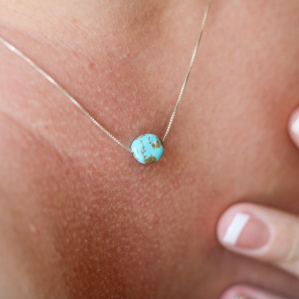 Dainty Turquoise Necklace | Sterling Silver Pendant | Tiny Turquoise Necklace | Wedding Jewelry for Her