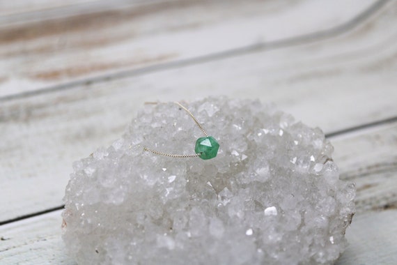 Green Aventurine Necklace | Raw Crystal Necklace | 925 Silver Necklace | Green Aventurine Crystal Jewelry |