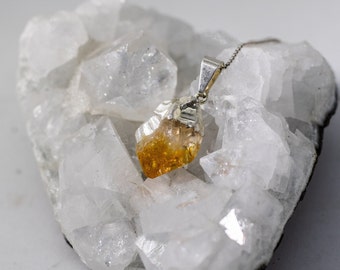Raw Citrine Gemstone Necklace - Raw Crystal Citrine Pendant - Celestial Druzy Jewelry - November Birthstone Orange Citrine Necklace