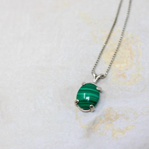 Element of Zen Malachite Necklace Birthstone Necklace | Sterling Silver Anxiety Crystal Necklace | Healing Crystal Malachite Gemstone