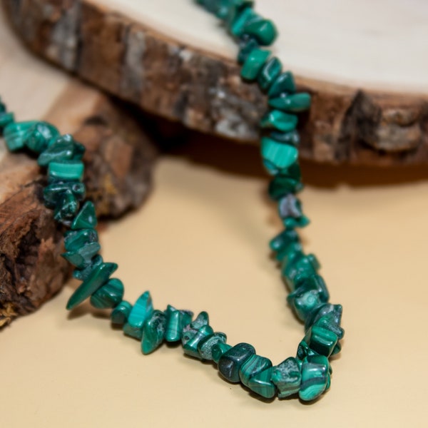 Natural Malachite Necklace | Chip Bead Necklace | Crystal Necklaces | Green Stone Necklaces | Genuine Malachite Jewelry | May Birthstone |