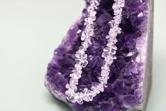 Raw Rose Quartz Crystal Necklace •  Rose Quartz Necklaces for Women • Rose Quartz Beaded Necklace •  Natural Stone Wedding Gift for Her •