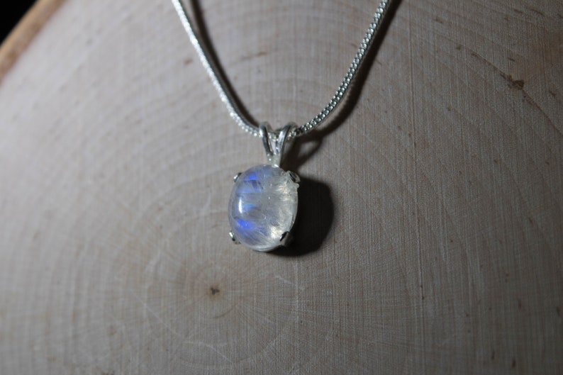 Rainbow Moonstone Gemstone Necklace Dainty Birthday Gift for Her Delicate Minimalist Silver Moonstone Necklace image 5