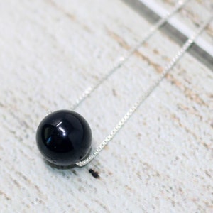 Black Onyx Silver Necklace | Element of Zen Black Onyx Necklace | Black Onyx Stone Necklace | Black Onyx Bead Necklace for Men |