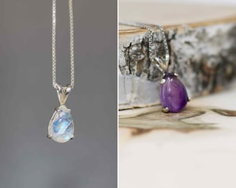 Gemstone Necklace for Women | Tiny Necklace | Birthstone Necklace | Silver Necklace | Bridesmaid Gifts