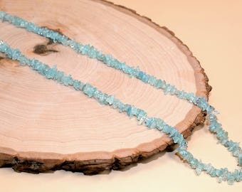 Aquamarine Crystal Necklace | Long Beaded Necklace | March Birthstone Necklace | Chunky Everyday Necklace for Layering