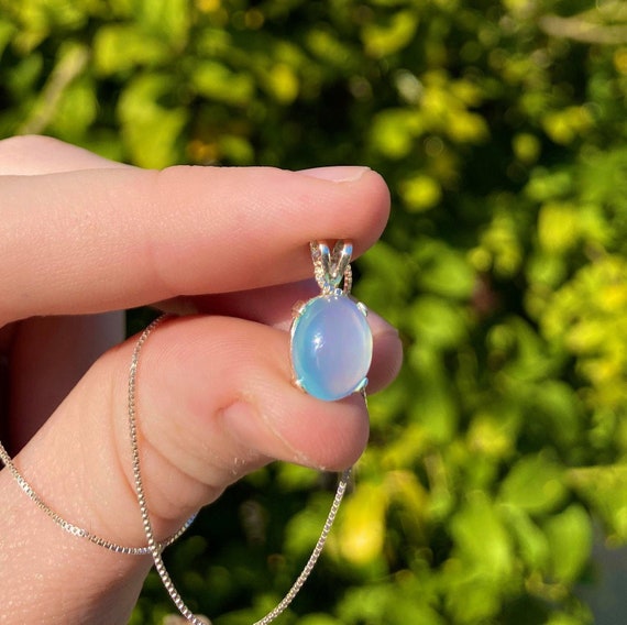 Dainty Aqua Blue Chalcedony Gemstone Necklace Delicate Chalcedony Valentines Day Gift for Her Simple Chalcedony Jewelry Etsy Ireland