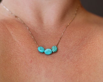 Minimalist Turquoise Necklace | 925 Silver Pendant | Simple Turquoise Necklace | Wedding Jewelry for Her