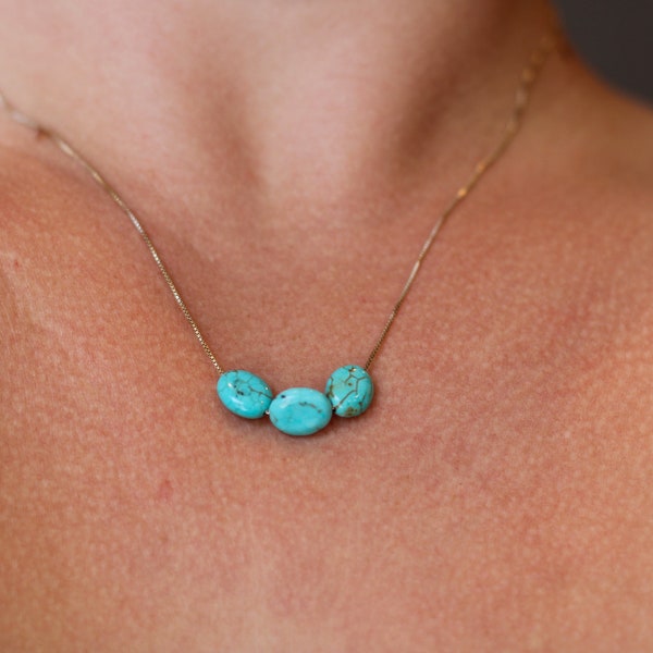 Minimalist Turquoise Necklace | 925 Silver Pendant | Simple Turquoise Necklace | Wedding Jewelry for Her