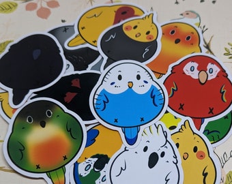 Chibi Round Parrot Stickers