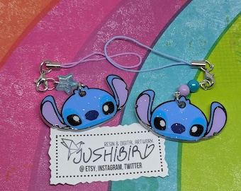 Blue Alien Phone Strap Keychain