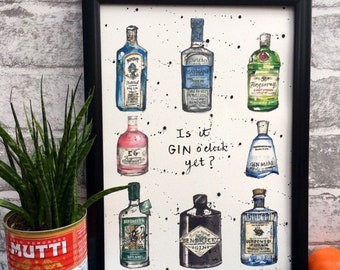 Gin Family Print | Gin lover | Gin Gift | Gift for a Gin lover| Gin and Tonic | Gin Art | Gin Poster | Bar Art