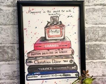 Perfume Bookstack | Perfume Lover | Fashion Lover | Gift for a Bedroom | Gift for a Book Lover | Gift for a Perfume Lover